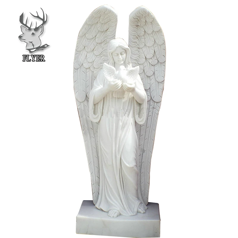 Cemetery sculpture large resin white angel statues with flower