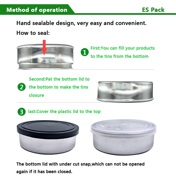 Manufacture Pet Plastic Clear Small Metal Tin Cans Seal With Lid In ...