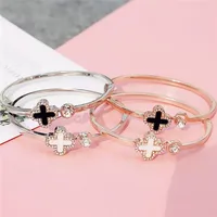 

Hot design stainless steel four leaf clover ladies bracelets bangles for women