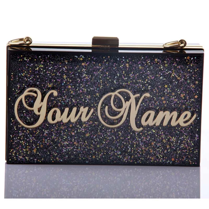 

High quality Hand craft Personalized black clutch acrylic bags, Customizable