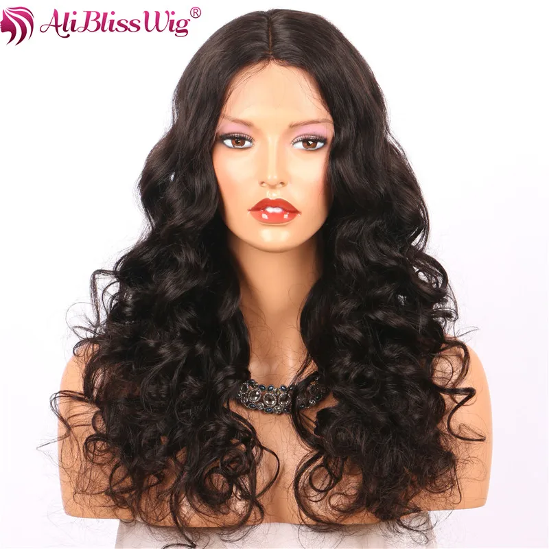 

Natural Color Middle Part Long Loose Wave Brazilian Remy Human Hair 4x4 Inch Silk Base Lace Front Wig For African Americans