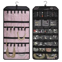 

Portable roll up hanging traveling jewelry bag travel jewellery organizer for necklace bracelets