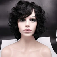 

Afro curly natural black color machine made short synthetic wig for black women drop shipping