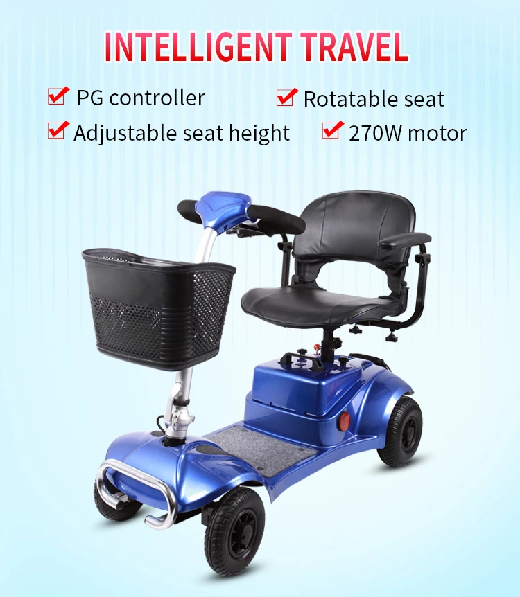 Lithium Battery Lightweight Electric Adults 4 Wheel Folding Mobility