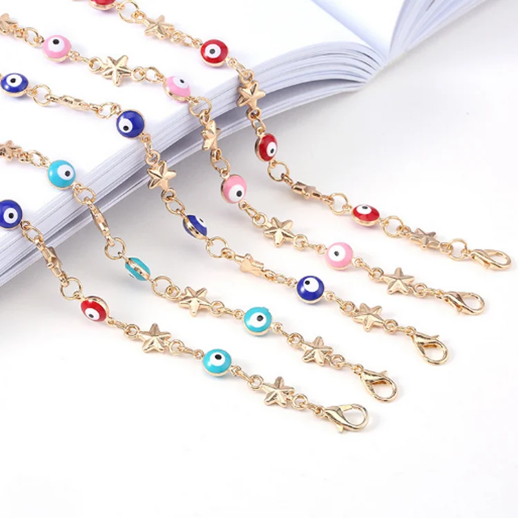 

2018 Turkish evil eyes bead star friendship gold bracelet for women, As picture