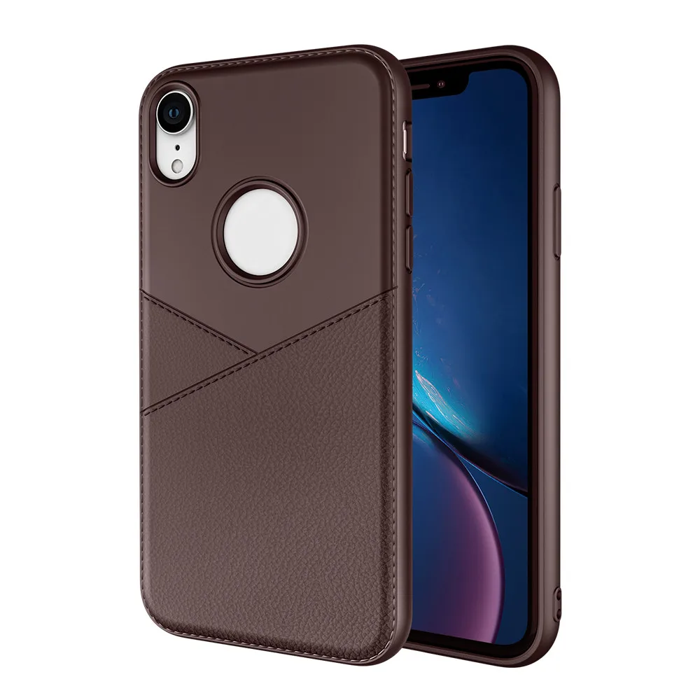 Slim Business Style Leather Pattern Case for iPhone XR Soft TPU Cover