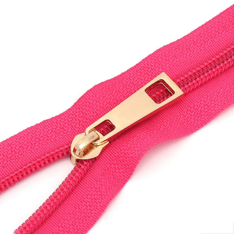 

High quality usually custom bag nylon gold metal zipper with special slider