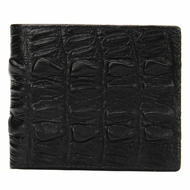 

Wholesale Price Accept Customization F11-2 Crocodile Pattern Man Double Short Leather Wallet, Black/coffee