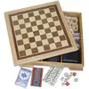 wooden 7 in 1 combination chess game wooden multi game box with backgammon checkers chess game domino set