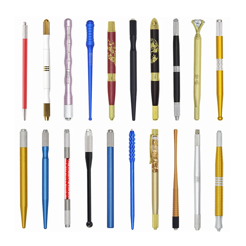 

Easyzlm Wholesale Dual Use Multifunctional Microblading Manual Tattoo Eyebrow Pen Holder, White/pink/gold/blue/black/silver