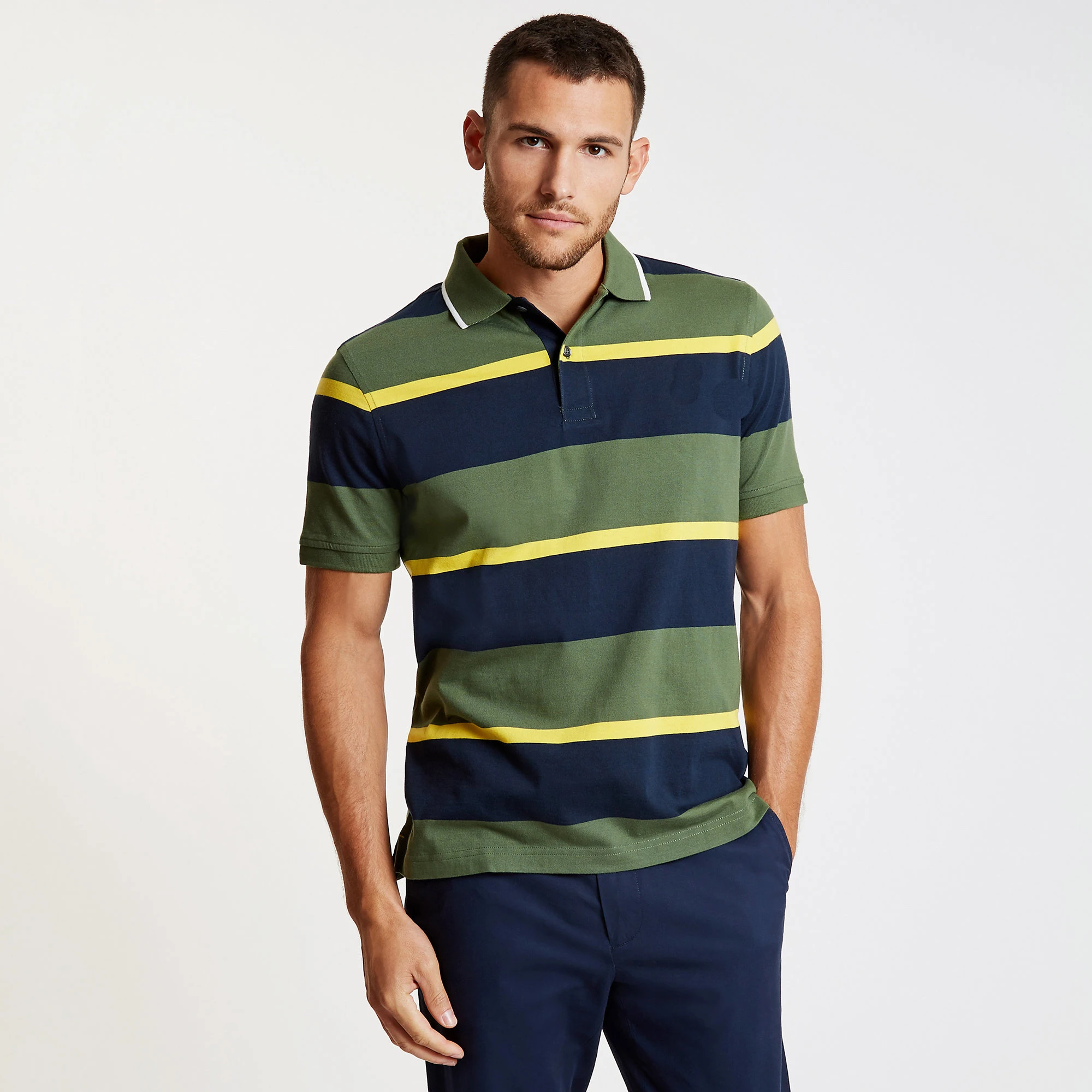 Men Cotton Striped Golf Polo T-shirts Custom Logo In Printing ...