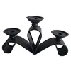 Flower Shape Black Power Coating Metal 3 Arms Tabletop Dining Room Decotaive Taper candle Holder