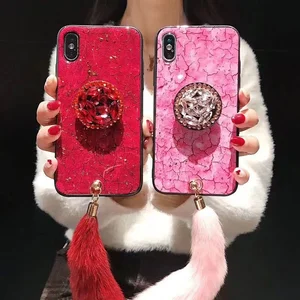Golden Foil Marble Fox Fur Tail iPhone Cover