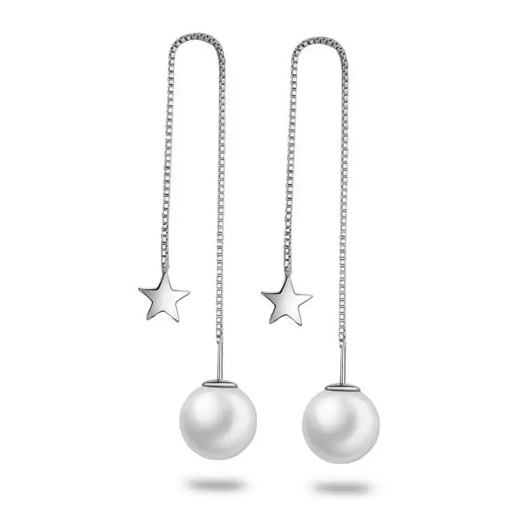 

Fashion stars pearl earrings long earring for girls