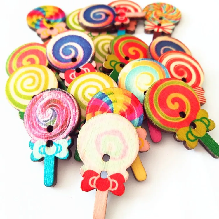 

Custom Multicolor Lollipop Shaped Sewing Buttons, Mixed