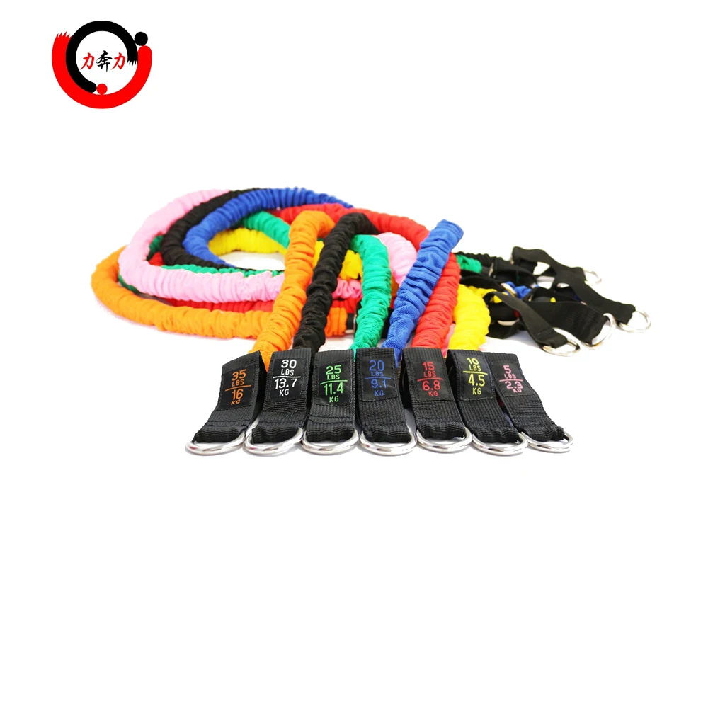 
Safety sleeve covered resistance bands with metal rings 