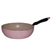 Home Cooking Kitchenware Aluminum Ceramic Non-Stick Wok with Soft Grip