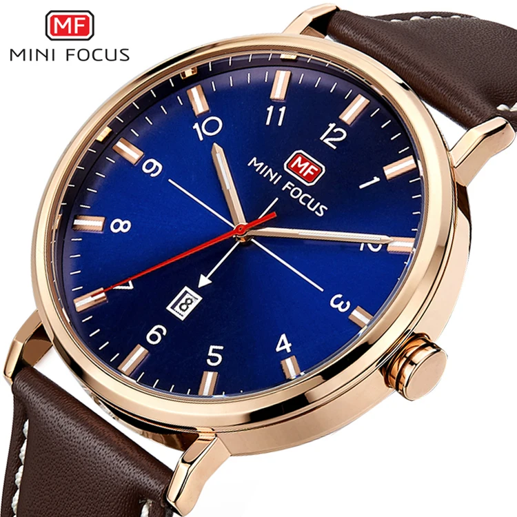 

MINI FOCUS 0019 G New Quartz Watch Men Brand Luxury Leather Watches Fashion Military Sport Watches