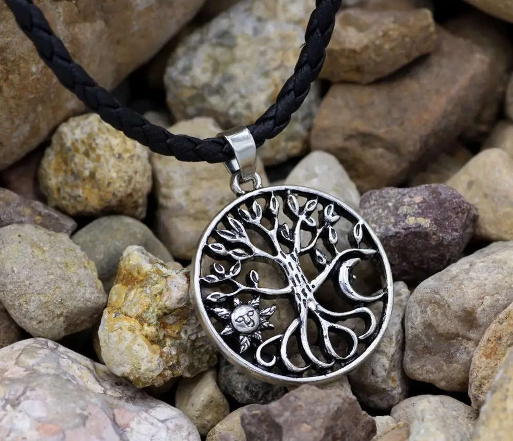 

Antique Silver Viking The Tree of Life Runes PENDANT Necklace Nordic Talisman