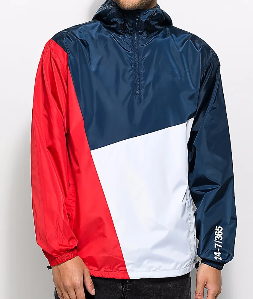 Fashion Plain Mens Windbreaker Jacket Lightweight Half Zip Windbreaker