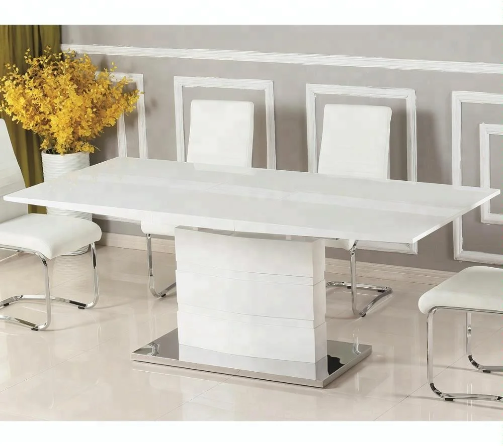 Modern MDF  dining room furniture White High Gloss dining table