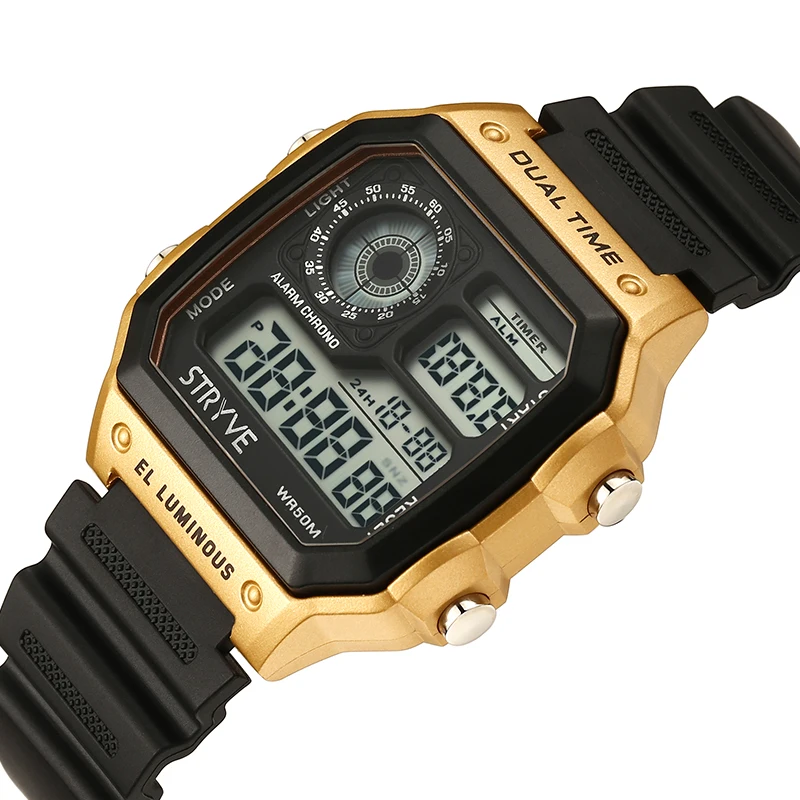 

Stryve 8013 Luxury Brand Watches Count Down Digital Led Clock Military Square Waterproof Sports Women Men Electronic Wrist Watch