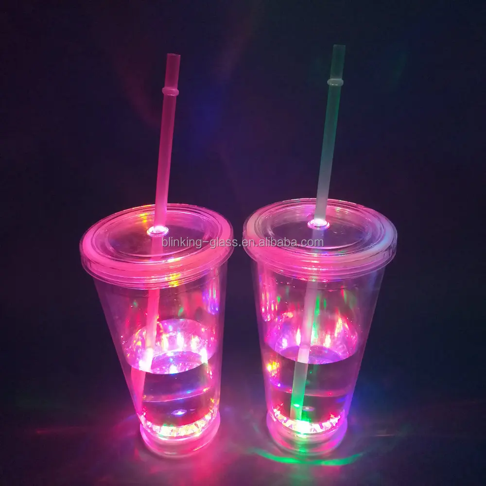 

led light up tumbler with lid and straw, Clear