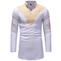

2019 latest hot sell fashion 3colors men clothing ethnic long sleeves flora african dashiki style men tunic shirts