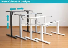 Adjustable Height Standing Desk with Electric Push Button & Black white gray Base