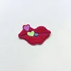 High quality Red lip with Heart patch Embroidered Iron on For backpack , patch for jacket wholesale custom patch for children
