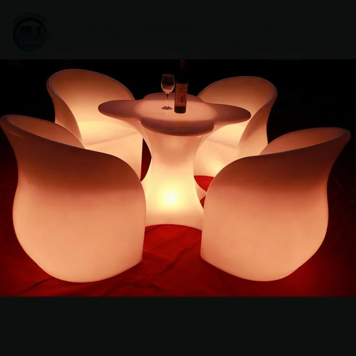 Modern design plastic lounge lighting table with remote control color changing