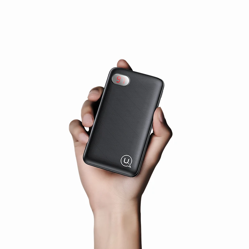 

USAMS CD73 universal custom promotion portable mobile phone fast charging wholesale power banks 10000mah slim, Black/ white