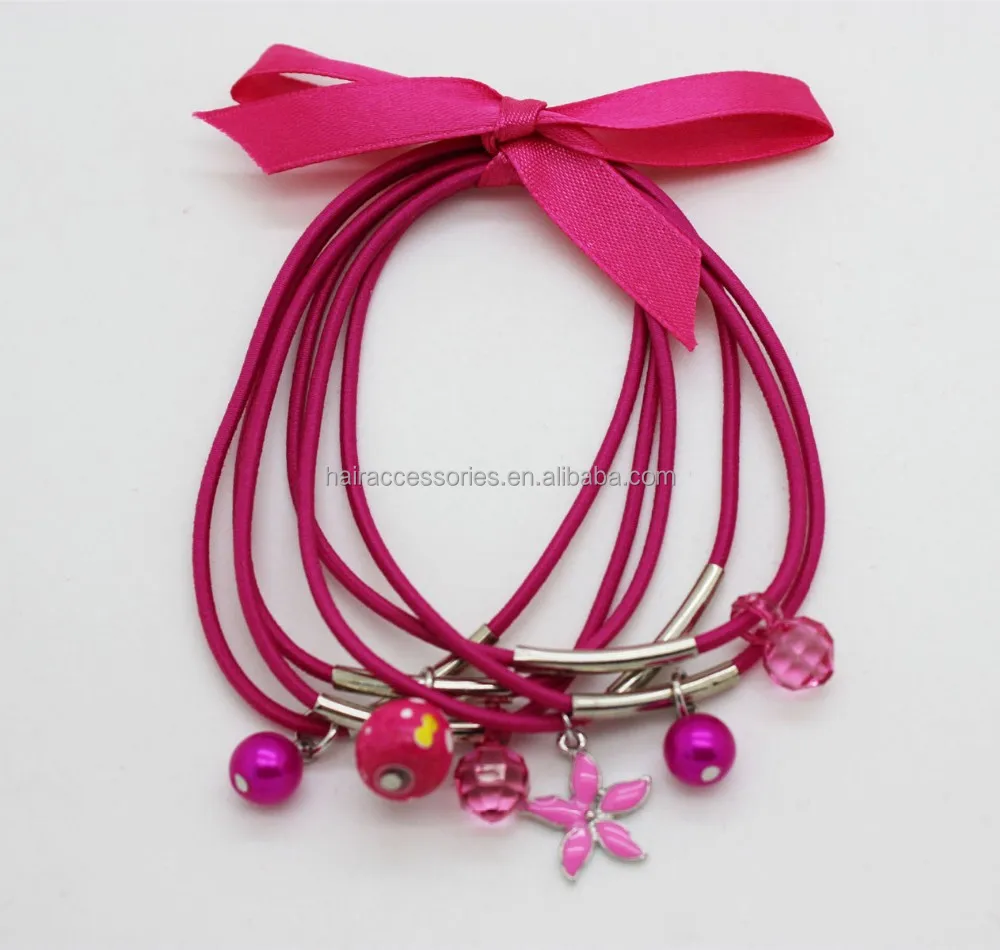 Multi Strands Kids Ponytail Holder Hair Tie With Colorful Charms