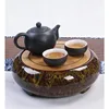 Two-piece Set 22.5*7cm Household Tea Board Traditional Chinese Style Pottery+Wood Tea Tray