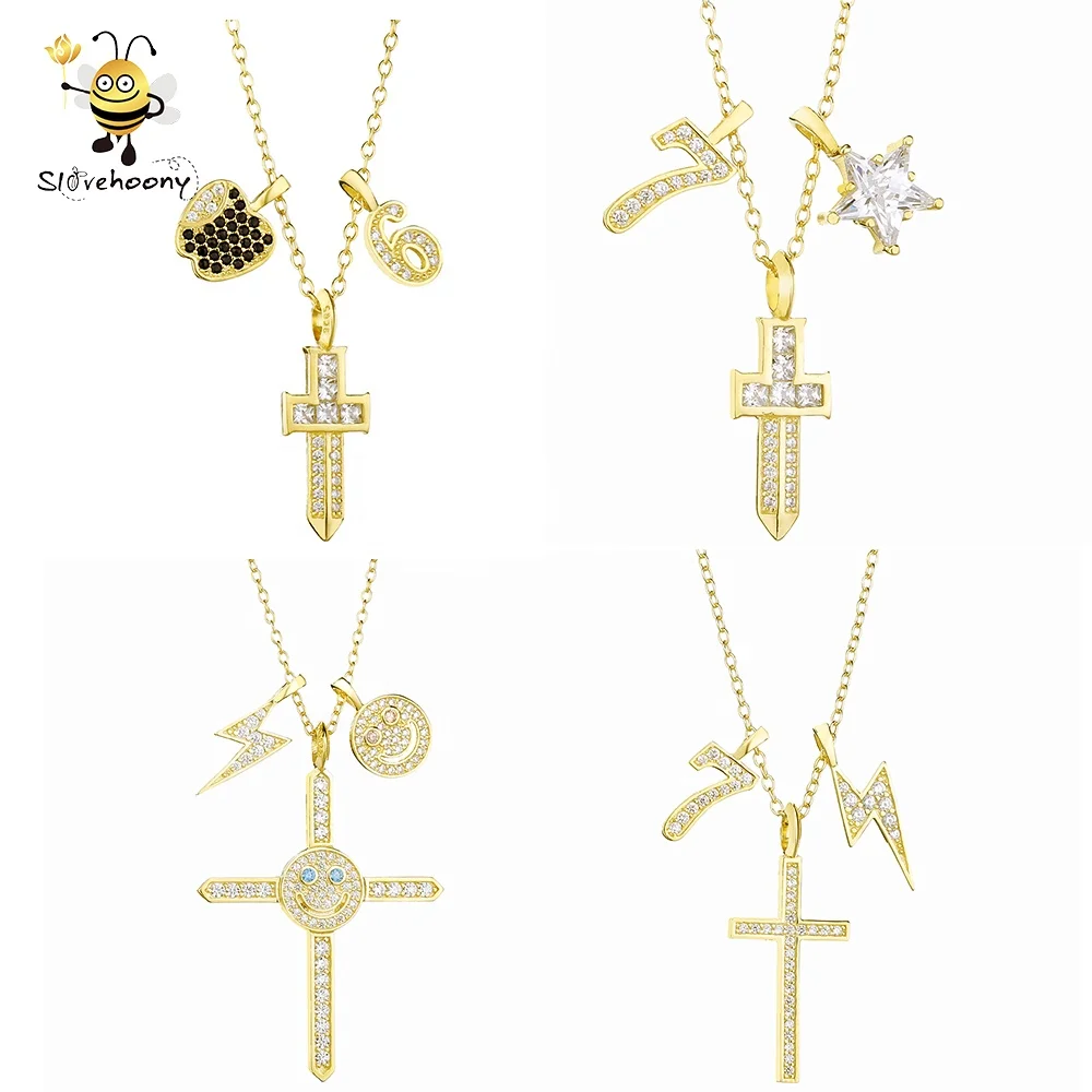 

Slovehoony 24K gold plated Necklace Sets, Japanese Jewelry Smile Necklaces, 925 Silver Cross Necklaces, N/a