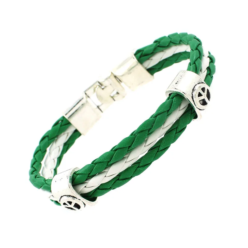 

European cup peace symbol edition PU leather woven multinational flag couple bracelet