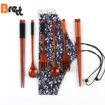 

Sport and outdoors utensil reusable bamboo cutlery set travel, Bamboo color