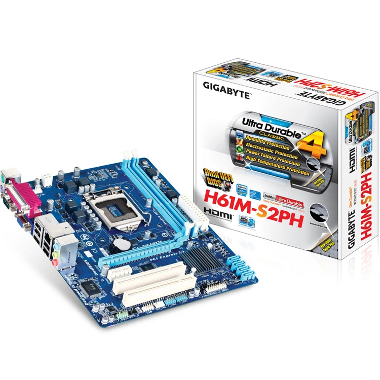 Intel GIGABYTE GA-H61M-S2PH LGA 1155 H16 Express Chipset Motherboard for Desktop Computer