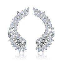 

Women Luxury Silver Earring Cubic Zircon Crystal Angel Wing Ear Wrap Cuff Earrings