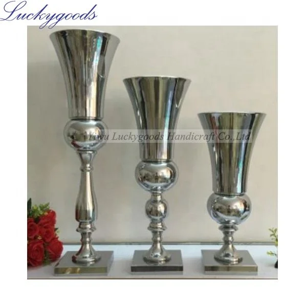 Ldj564 Small Moq Hotel Decoration Silver Metal Flower Vase