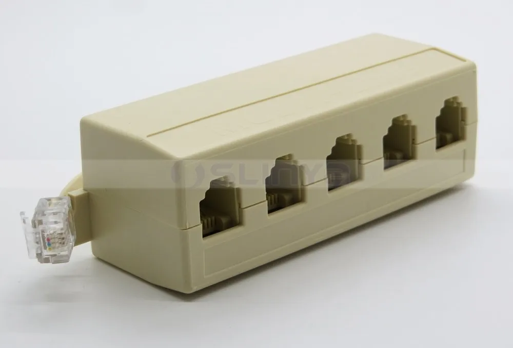 RJ11 6P4C Multi-line Telephone Splitter Adapter (1x 6P4C Plug to 5x ...