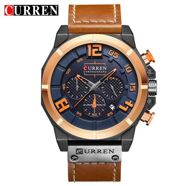 

New In Stock Watch Brand Men Chronography High Quality Clock Men Date 24 Hours Relogio Masculino Curren 8287, 7 colors for choice