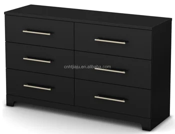 Living Room Furniture 6 Drawer Double Dresser Pure Black