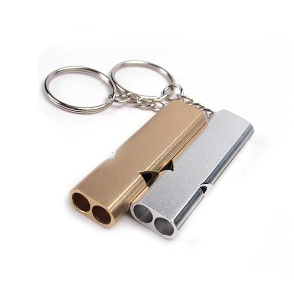 

EDC Tool 56*15mm Emergency Survival Whistle Keychain Aluminum Alloy Outdoor Camping Hiking Accessory Tools Gold/Sliver Hot Sale, As picturres