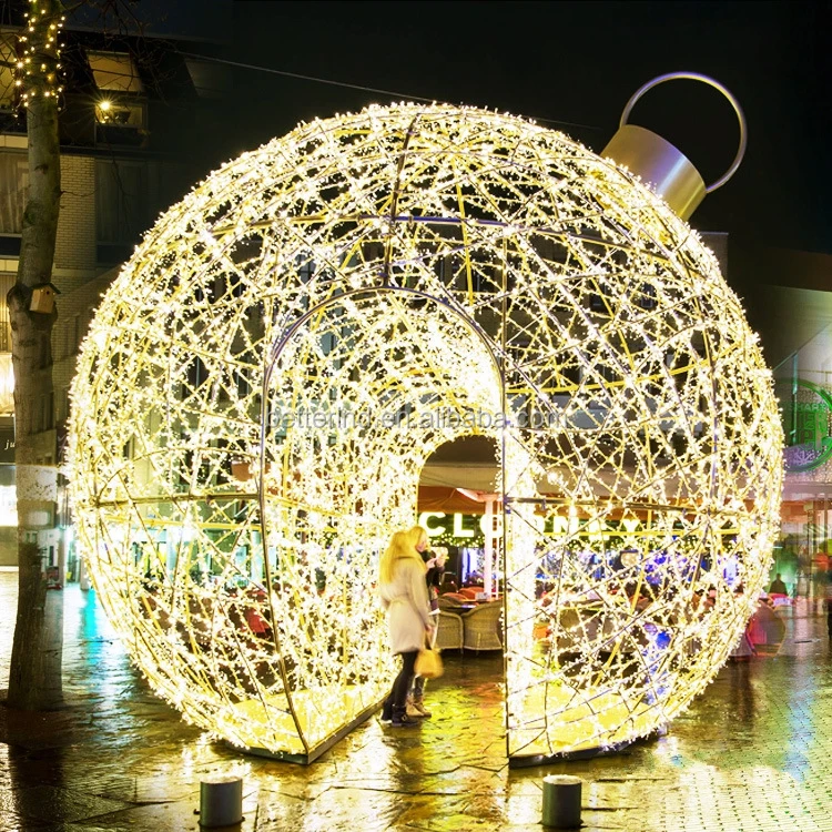 Outdoor Christmas Commercial Decoration 3d Large Led Christmas Ball