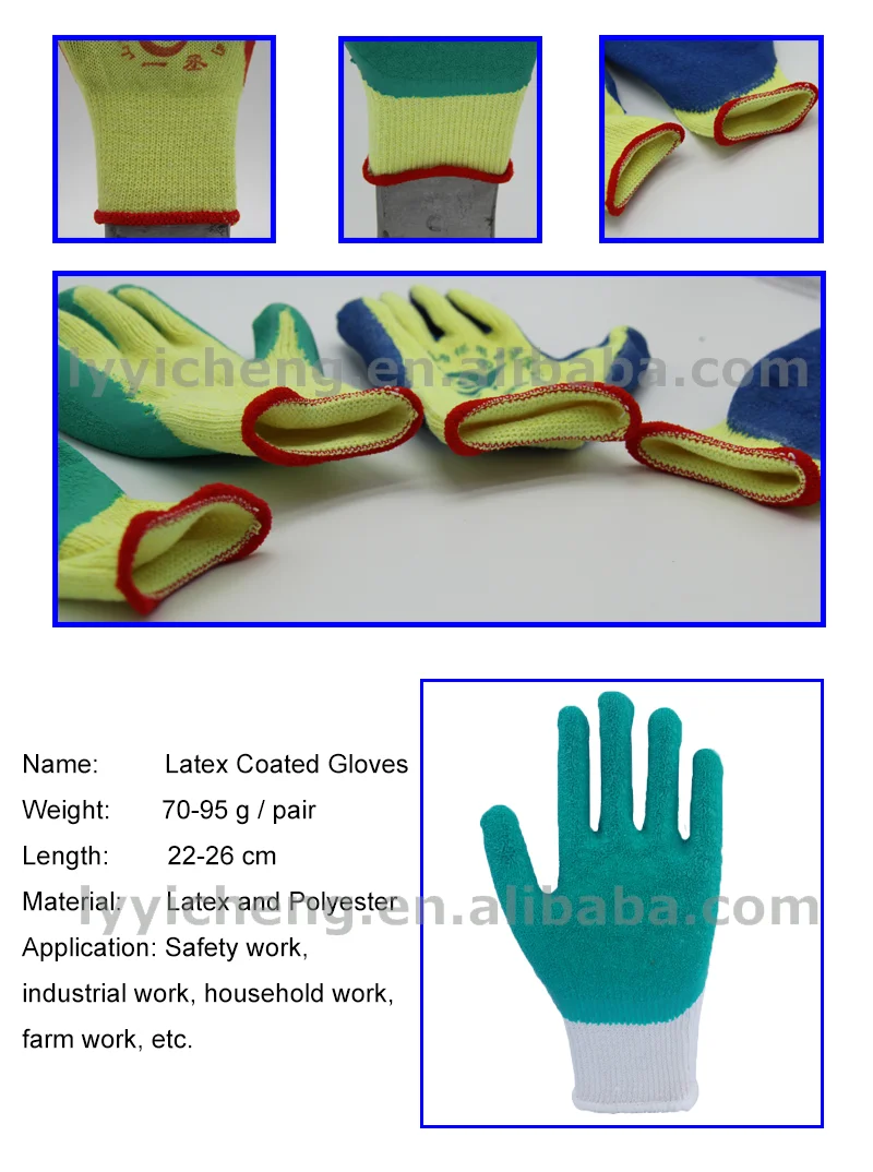 13 Gauge Nylon Liner Foam Bulk Latex Gloves With Palm Coated Labor