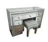 Sparkly Crushed Diamond Mirrored Vanity Dressing Writing Desk Table With Mirrored Stool