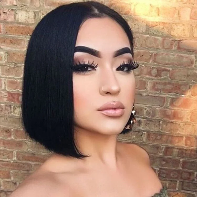 Top HD Lace Fake Scalp Bob Straight Cuticle Aligned Mink Brazilian Virgin Human Hair Lace Front Wigs