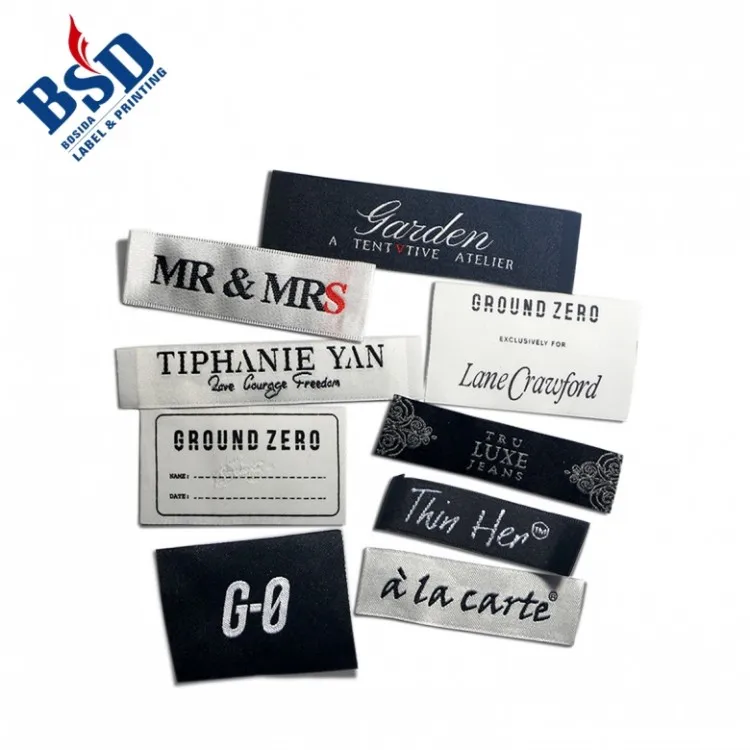 professionally supply t shirt labels and tags and woven clothing