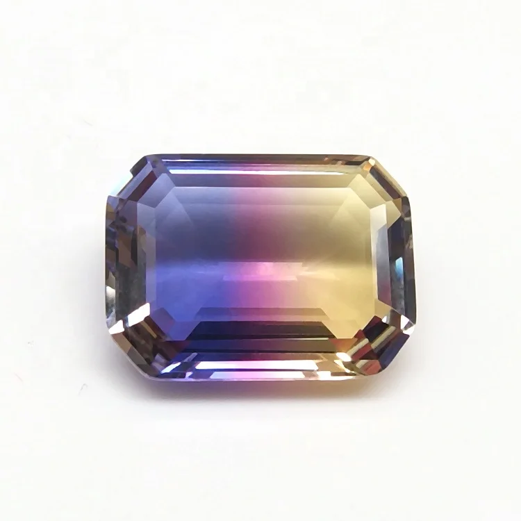 

Loose Ametrine Emerald Cut Glass Gems Synthetic Tourmaline